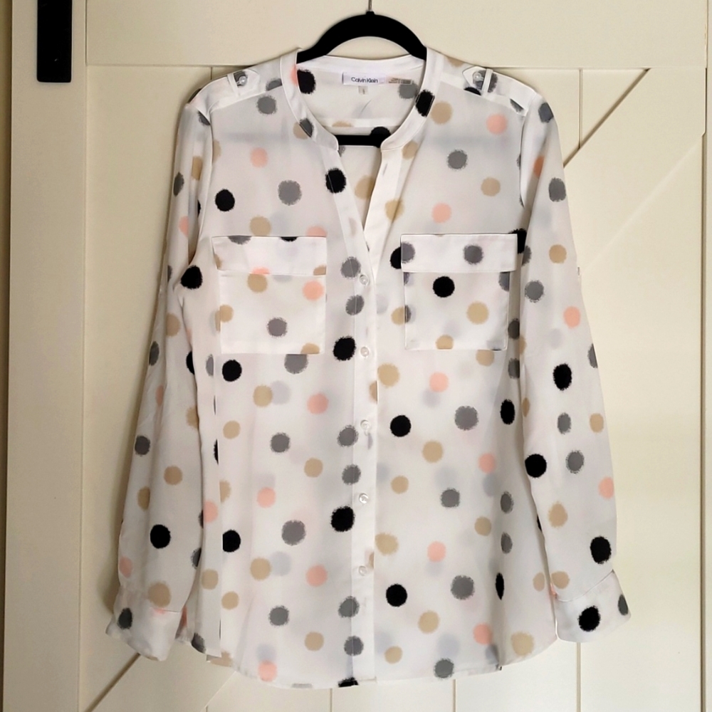 Women's Button Front Blouse, Calvin Klein, Large